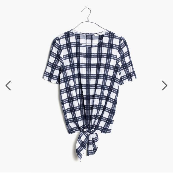 MADEWELL // Plaid Button-Back Tie Tee XL - Picture 1 of 5